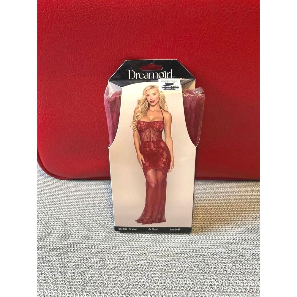 Dreamgirl 0487 Ox Blood Lace Bodystocking Gown OS Fits Most NEW